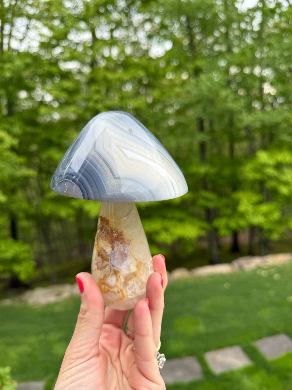 Natural Gray Agate Mushroom Natural Decor - Picture 3 of 6